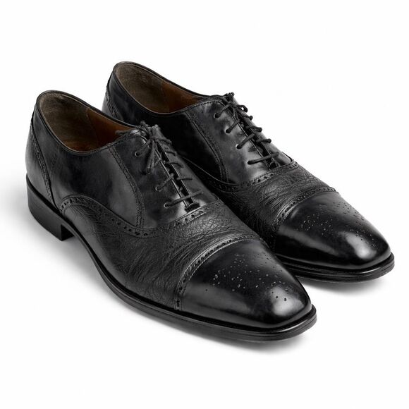 Mezlan Tyson Black Leather Cap Toe Oxford Lace Up Dress Shoes Mens 8.5 W